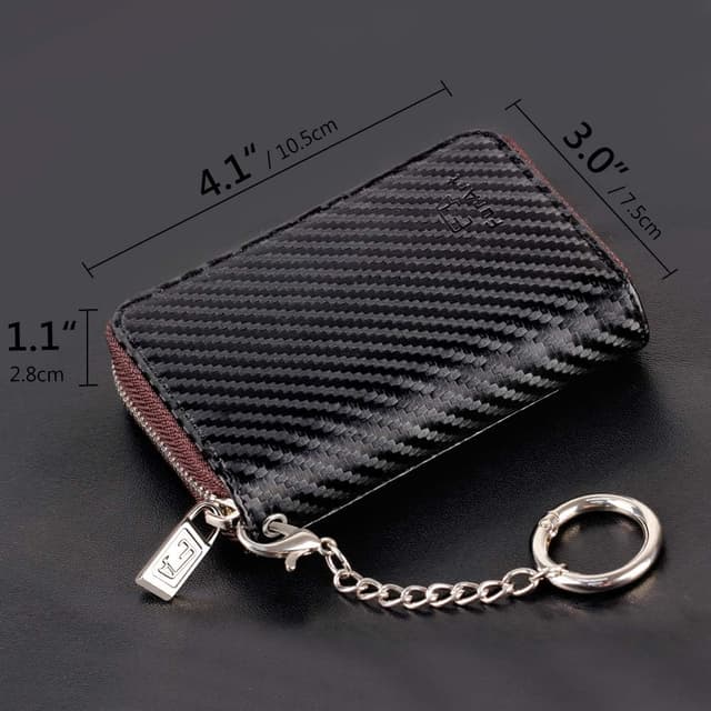 Detalle 2 de FurArt Credit Card Wallet with Zipper, RFID Blocking & Keychain – Compact 15/16 Card Slots