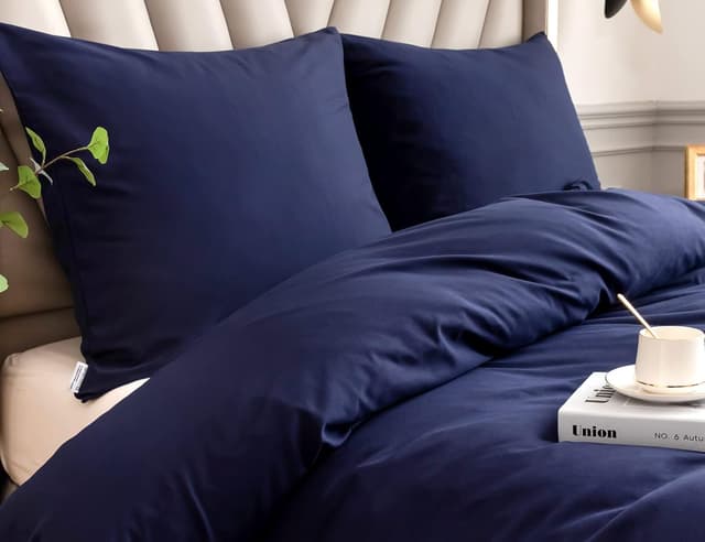 Detalle de Amolavet Sommer-Bettwäsche 135x200 in Blau (2-teilig, Mikrofaser) mit Reißverschluss