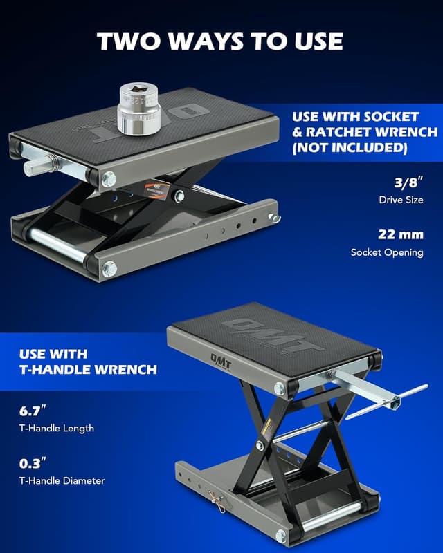 Thumbnail 6 de Orion Motor Tech 1100 lb Motorcycle Lift Scissor Jack with Wide Deck & T-Handle (Gray)