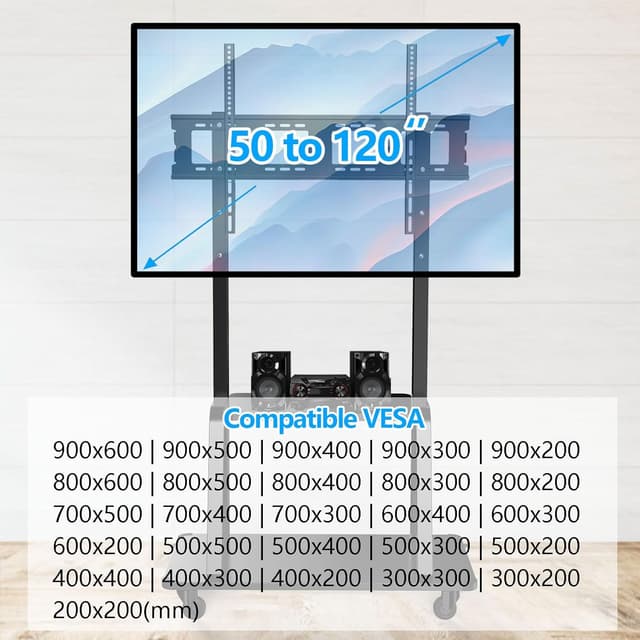 Detalle 2 de JXMTSPW Mobile TV stand 120kg VESA 900x600