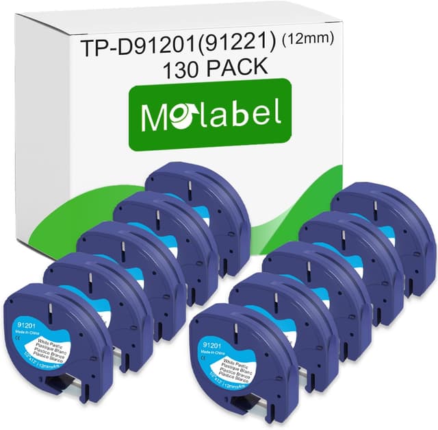 Thumbnail 6 de Molabel 5er-Pack kompatible Dymo LetraTag Etikettenbänder 91221 – 12 mm x 4 m, schwarz auf weiß