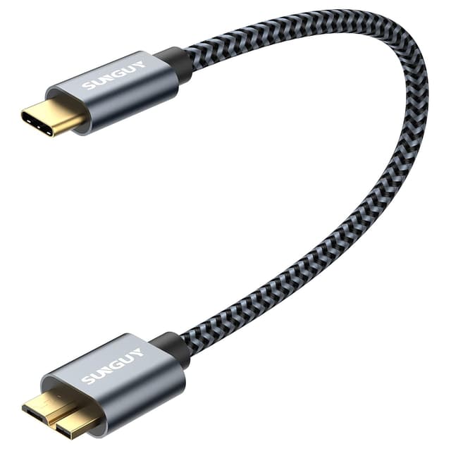 Detalle de SUNGUY USB‑C auf Micro‑B Kabel (USB 3.1) mit 10 Gbps, 0,5 m – für externe HDD/SSD und Geräte wie Toshiba/Seagate/WD