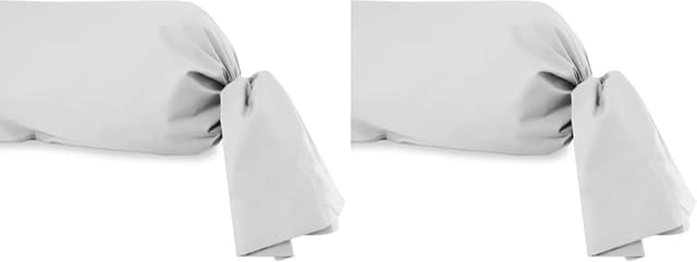 Detalle de Soleil d’ocre taie de traversin en coton 57 fils blanc 45x185 cm