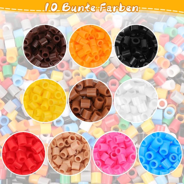 Detalle 2 de Homgaty großes Bügelperlen-Set (10 mm, ca. 1.000 Stück) mit Tier-Mustervorlagen und Bügelpapier