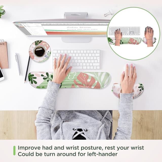 Detalle de Gimars Handballenauflage Tastatur mit Memory-Foam und rutschfester Basis (Morandi Pink)