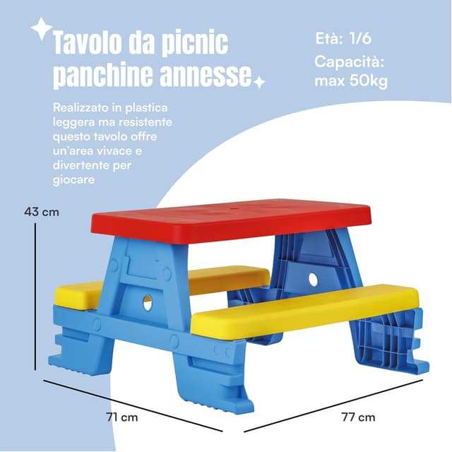 Thumbnail 1 de Baroni Toys Tavolo da Picnic 43x77x71 cm per bambini