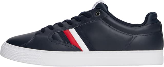 Detalle de Tommy Hilfiger Men’s Icon Court Stripes Leather Cupsole Trainers