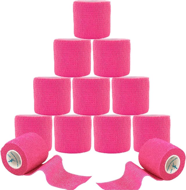 Detalle de ANAMPION selbsthaftende Bandage (12 Rollen) – Non-Woven Haftbandage 5 cm x 4,5 m, flexibel für Sport, Mensch und Tier