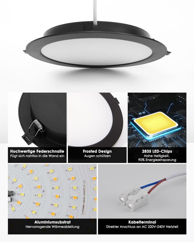 Detalle de Grebeam 6er LED Deckenleuchte IP44 16 W