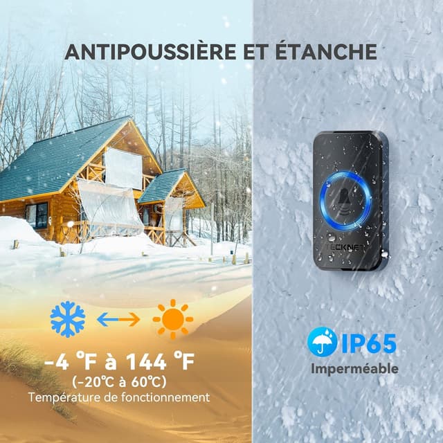 Thumbnail 3 de TECKNET Sonnette sans fil 400 m