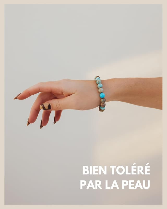 Detalle 2 de Bracelet de perles de chakra en jaspe vert de pierres naturelles, perles 8 mm