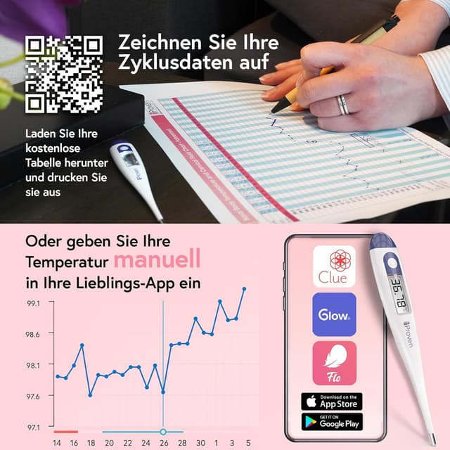 Detalle 2 de iProvèn Ovulationsthermometer Dual-Dezimal: Basalthermometer für präzise BBT-Auswertung