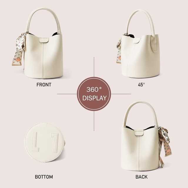 Thumbnail 6 de VMEECARL Damen-Handtasche klein als Bucket-Umhängetasche (veganes Leder) mit abnehmbarem, verstellbarem Schultergurt