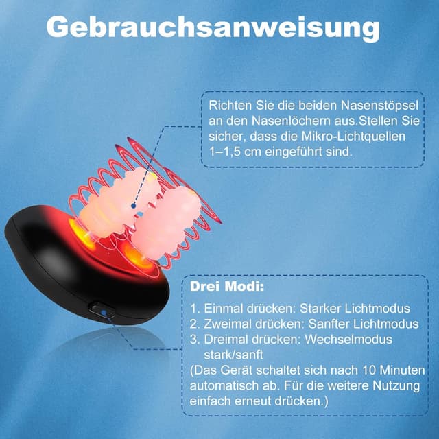 Detalle 2 de FiruTech Sinus Licht Pro für gezielte Nasenpflege – sanfte Lichtanwendung, 3 Modi