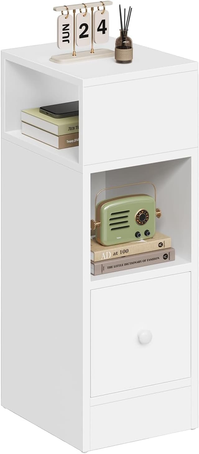 Detalle de EUGAD 0179ZZ Mesita de Noche Blanca 2 compartimentos, 1 cajón