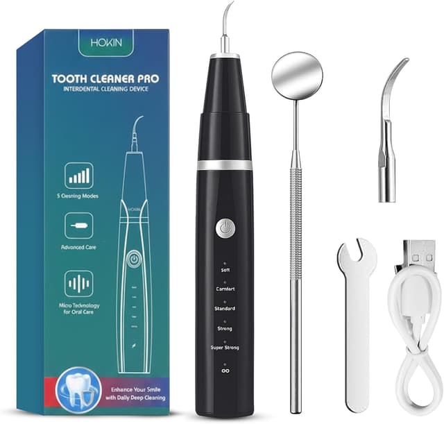Detalle de HOKIN Plaque Remover Dental Care Kit (5-piece stainless steel tools) – teeth cleaning, filling repair set & plaque detection