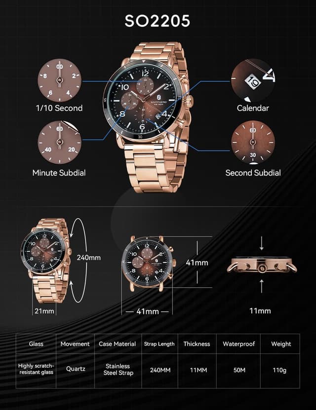 Thumbnail 6 de SAPPHERO Chronograph 50M Wasserdicht