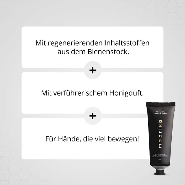 Detalle 1 de maorika Premium Handcreme mit Manuka Honig MGO 550 – reichhaltige Pflege für trockene Hände (50 ml)