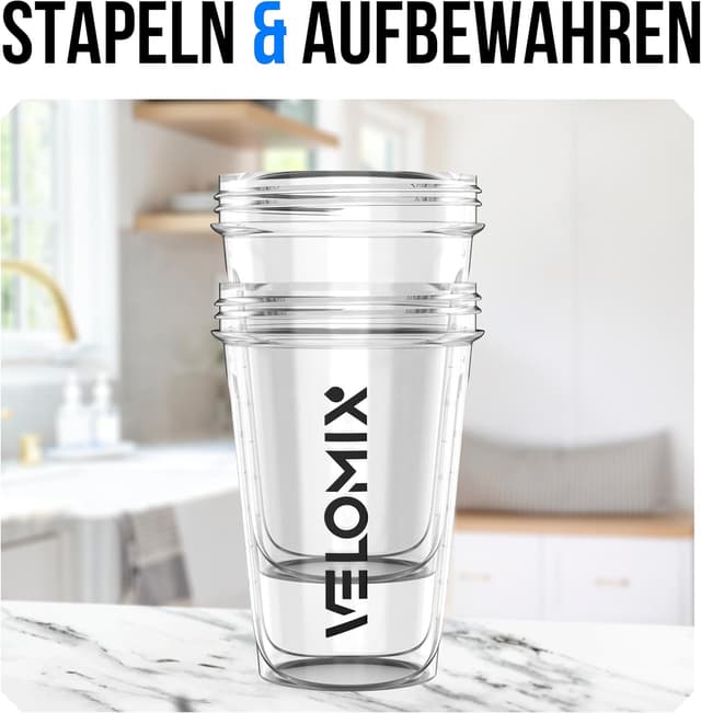 Thumbnail 5 de VELOMIX 2er-Set Eiweiß-Shaker (600 ml) – auslaufsicher, BPA-frei, spülmaschinengeeignet