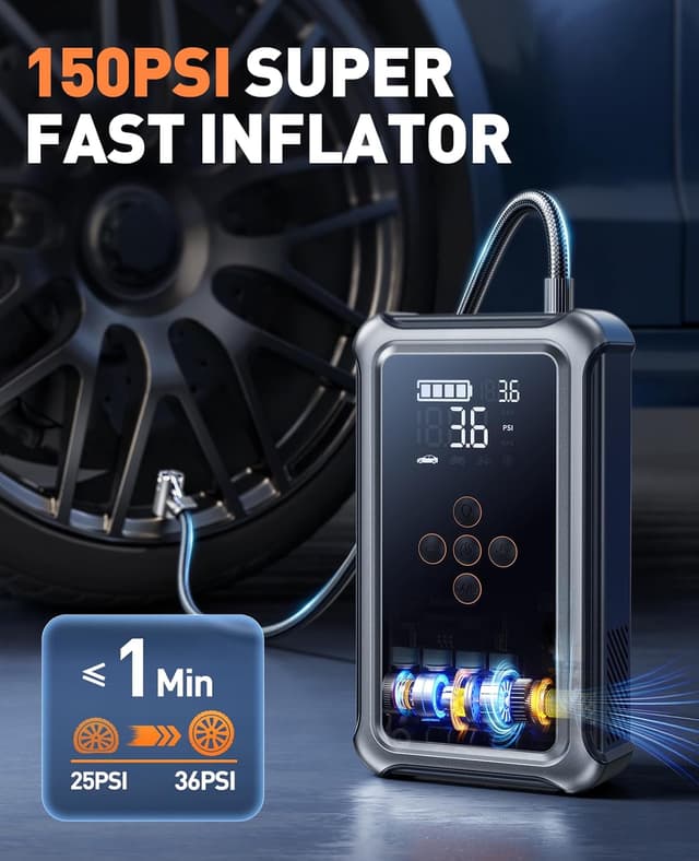 Detalle de 5000A 150PSI Jump Starter Power Pack with 12V Car Battery Booster