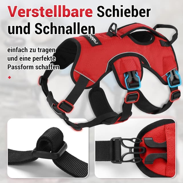 Detalle 2 de rabbitgoo ausbruchssicheres Hundegeschirr (mittelgroße Hunde) mit Griff – verstellbar, gepolstert, reflektierend