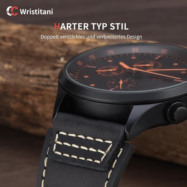 Detalle 1 de Wristitani Echtleder-Uhrenarmband (22/20 mm) mit 9 Lochpositionen – kompatibel mit Galaxy Watch 7/6/5/4