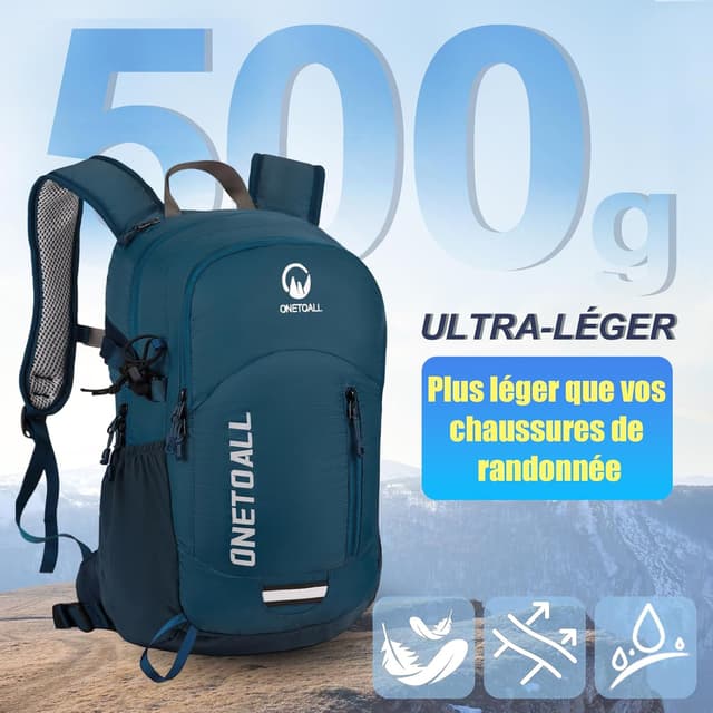 Detalle 2 de ONETOALL Sac à dos de randonnée 20 L anti-vol et imperméable (500 g) pour homme et femme