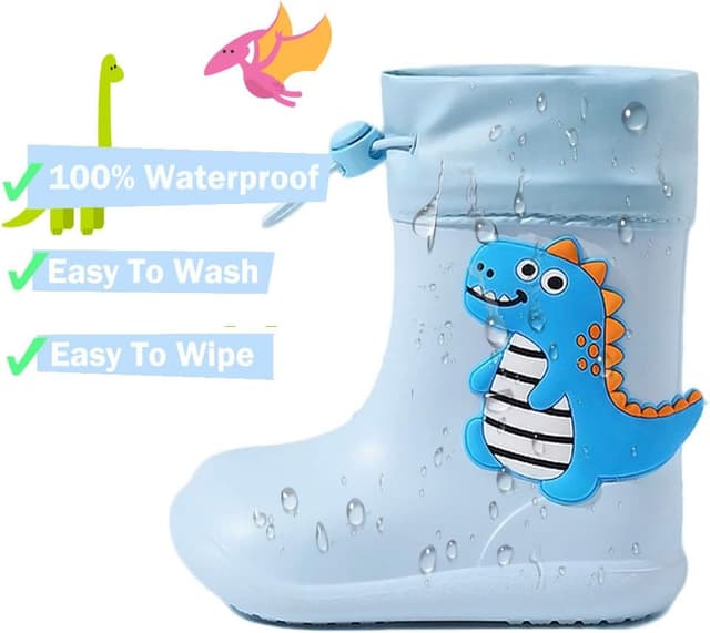 Detalle 2 de Stivali da pioggia in EVA per bambini e bambine (unisex) con suola antiscivolo dinosauro