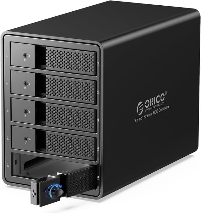 Detalle de ORICO boîtier externe pour 5 disques durs USB 3.0 vers SATA avec RAID (aluminium) – 5 baies
