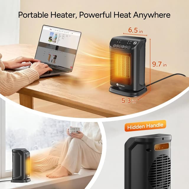 Thumbnail 5 de DR.PREPARE 1500W Small Space Heater with Thermostat