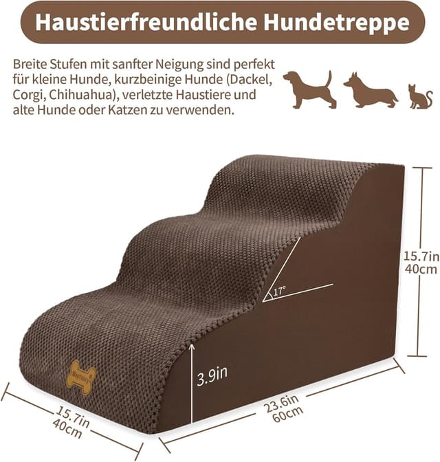 Detalle 2 de Nepfaivy Hundetreppe 3-stufig, 60x40x40 cm