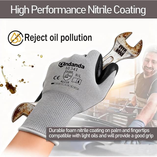 Thumbnail 2 de ANDANDA 6 Pairs Safety Work Gloves, Large