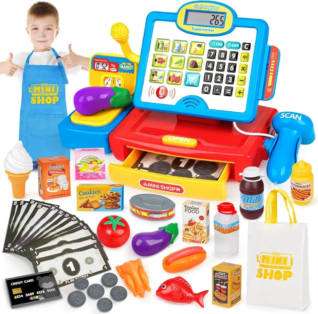 Detalle de Dreamon Kids Toy Cash Register with Scanner, Calculator & Scale Pretend Till (for 3+)