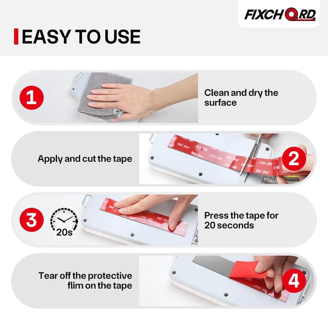 Detalle 2 de FIXCHORD Double Sided Tape Heavy Duty – waterproof acrylic foam mounting tape (grey)