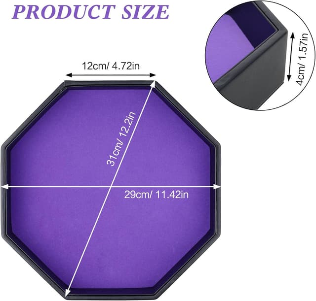Detalle 1 de TOPTAN Dice Rolling Tray Purple PU Leather