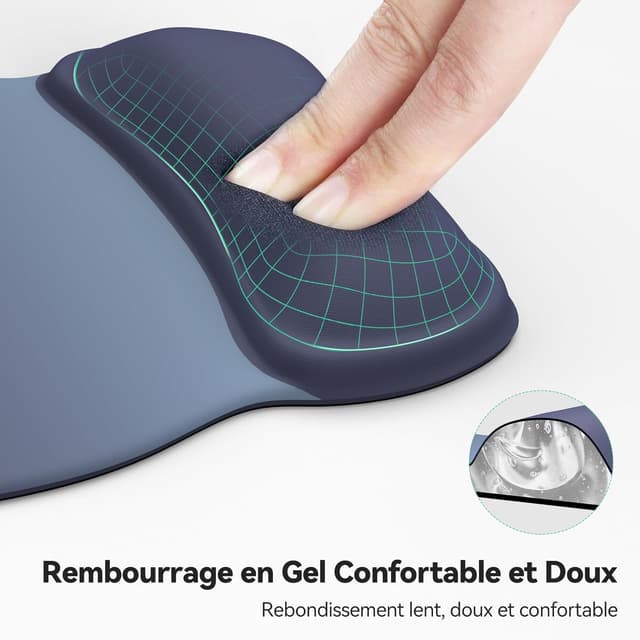 Detalle 2 de TECKNET Tapis souris ergonomique Gel Bleu