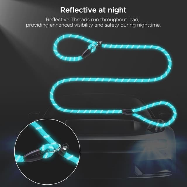 Detalle 1 de Loutep slip lead for dogs 1.8m rope leash with reflective stitching