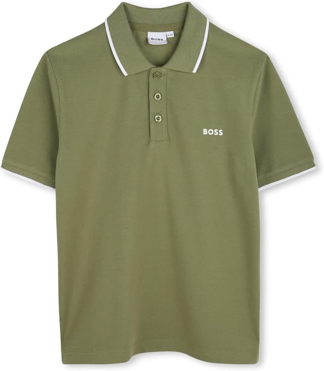 Detalle de Polo Boss a maniche corte in piquet 100% cotone con abbottonatura