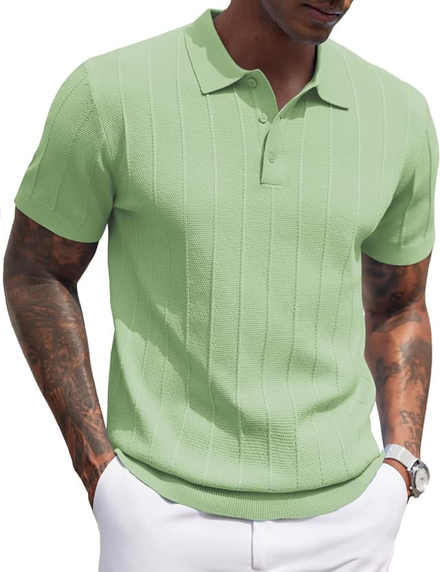 Detalle de COOFANDY Knit Polo Shirt Short Sleeve