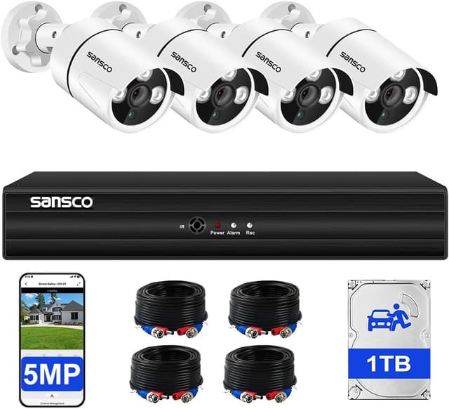 Detalle de SANSCO 5MP 8-Channel Wired CCTV System with 1TB DVR and 4 Outdoor Cameras