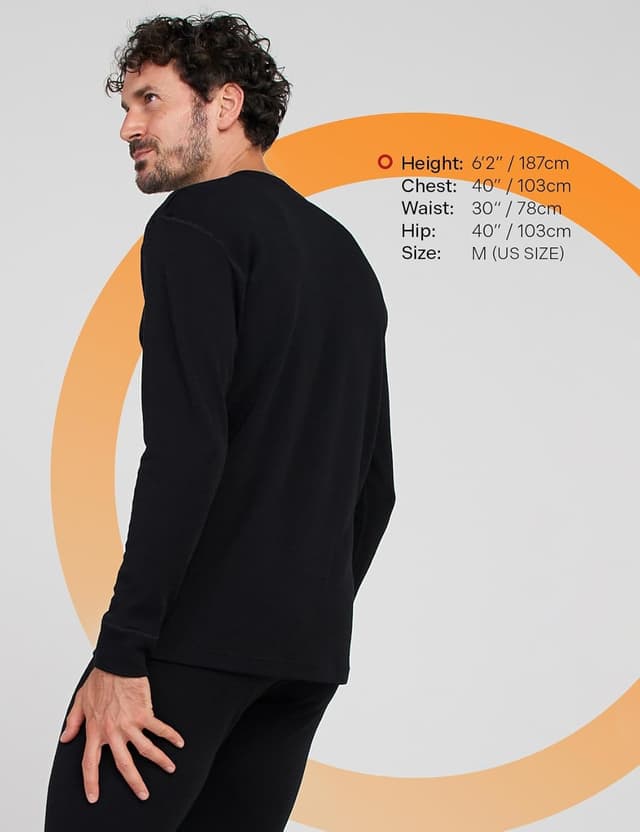 Detalle de LAPASA 100% Merino Wool Men’s Base Layer Top (Long Sleeve) – Thermal Underwear for Winter Sports