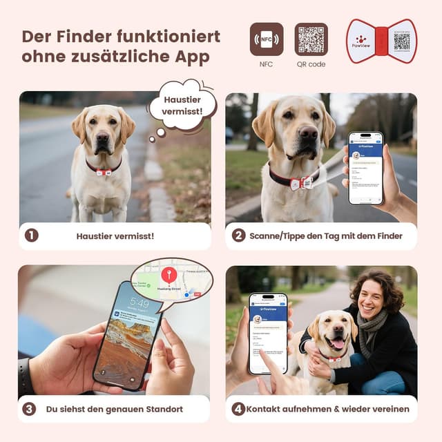 Detalle de PawView personalisierte QR-Code & NFC Silikon-Hundemarke wasserdicht – geräuschloser Klickverschluss
