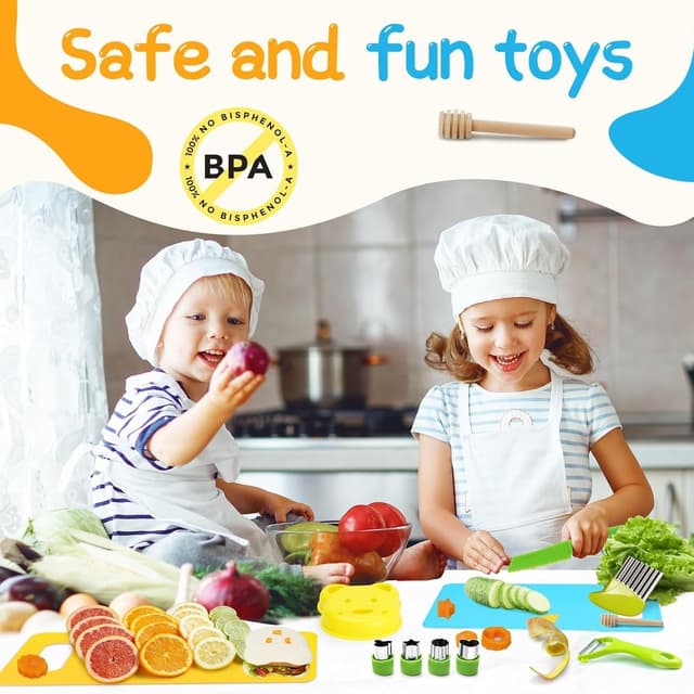 Detalle 2 de Kindermesser 16-teiliges Kinder-Sicherheits-Kochmesser-Set (inkl. Schneidebrett & Ausstechformen) – für Kinder ab 2 Jahren