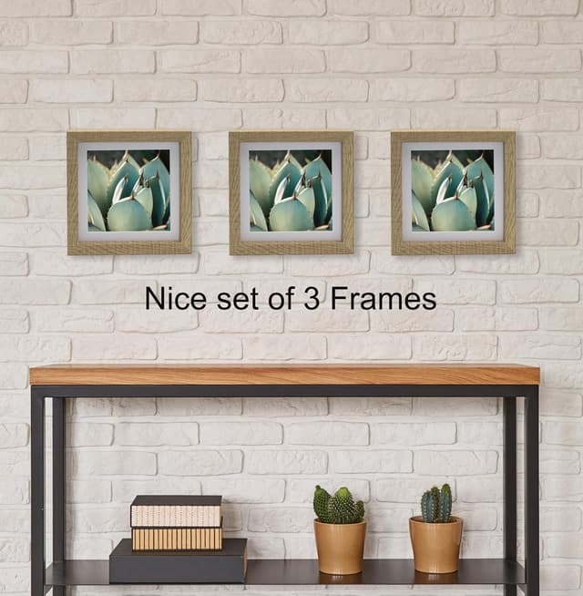 Detalle de YiPinYin 6x6" (15x15cm) Square Wood Photo Frames Set of 3 with Acid Free Mount
