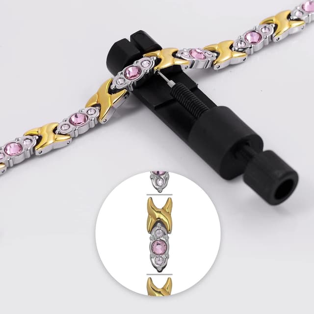 Detalle de JFUME braccialetti magnetici da donna in oro 18k con argento, regolabili con tool per rimuovere i link