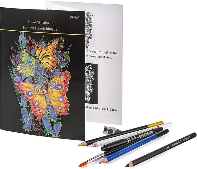 Detalle 2 de PRINA Prina 76-Pack Drawing Set Sketching Kit with 3-Color Sketchbook