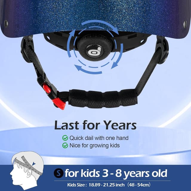 Detalle de Casque de vélo enfant Odoland ajustable (3 à 10 ans) pour garçons et filles