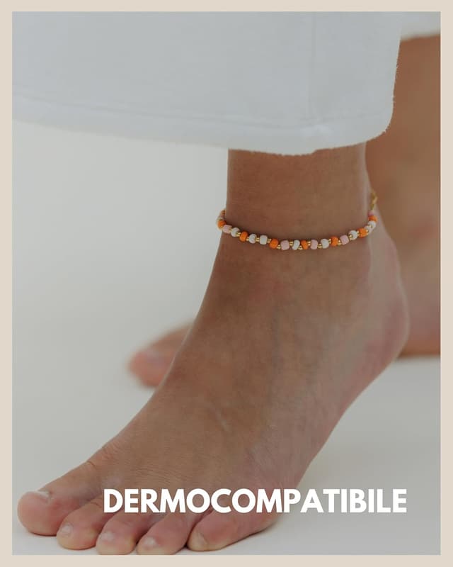 Detalle de GD GOOD.designs EST. 2015 Cavigliere da donna con perle di giada (4 mm) – impermeabile, regolabile 22–27 cm