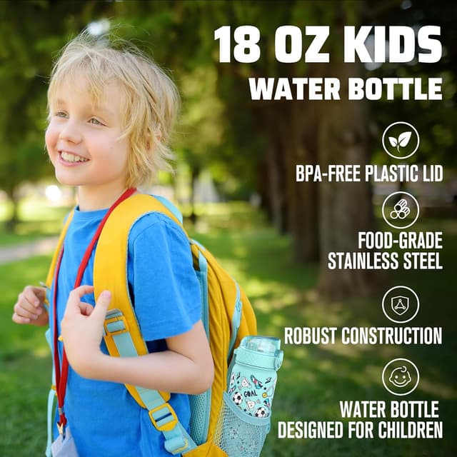 Detalle 2 de Goppus Kinder-Wasserflasche 550 ml mit Strohhalm, vakuumisoliert (Edelstahl, BPA-frei)