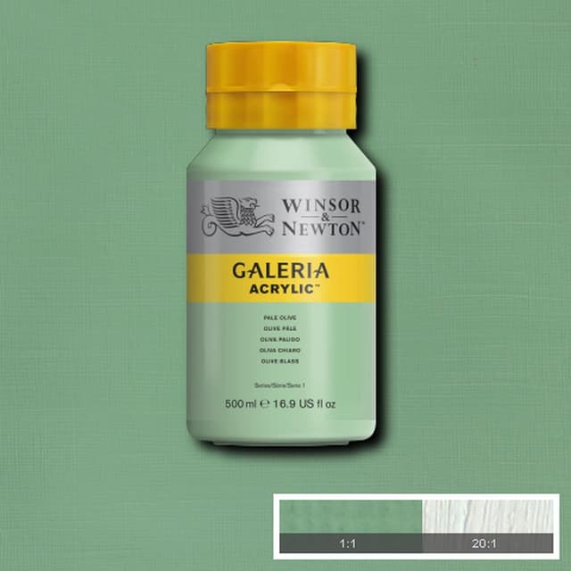 Detalle de Winsor & Newton Galeria Acrylfarbe Olivgrün blass (500 ml) – hohe Pigmentierung
